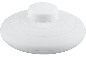 M EGA MEGACUBE Fußschalter für Lampen, Kabel-Zwischenschalter mit Druckknopf, für 2- oder 3-adrige Kabel, Weiß