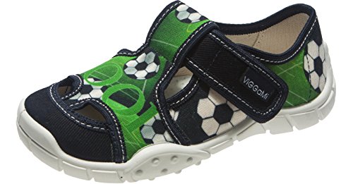 Viggami Niños Pantuflas con Hebilla Adas (Verde/Balón, 33)