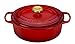 Produktbild Le Creuset Bräter Signature 29 cm oval kirschrot mit golfarbenem Deckelknopf