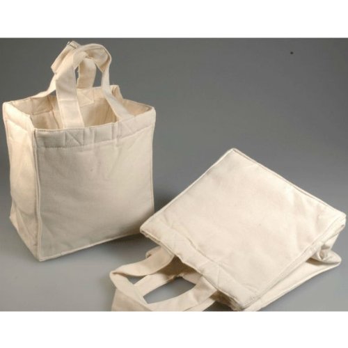 Baumwolltasche – Canvas Tasche Rohling aus Baumwolle natur zum Bedrucken und Bemalen, 19x18x12cm - 2