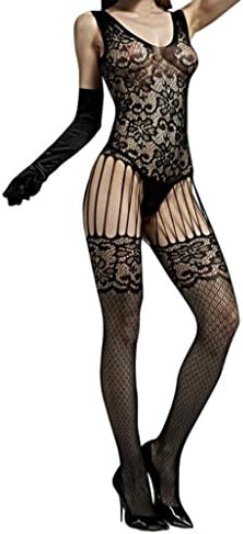 Women Bodystocking, Hmeng Women Body Stockings Sexy Crotchles Fishnet Sheer Bodysuit Lingerie Temptation Underwear Nightwear Sexy Ladies Wild Jumpsuit Babydoll Suspenders Bodystockings Black (Free Size, D)