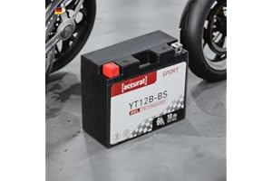 Accurat batterie moto YT12B-BS, YT12B-4 Gel 12V 10ah 150x70x130 mm – Batterie de Démarrage Haute Performance Sans Entretien, Résistante aux Vibrations, Batterie Quad