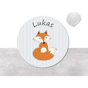 Namensaufkleber • Fuchs • 24/120/240 Stück (N13) kunterbunte Aufkleber vom Papierbuedchen
