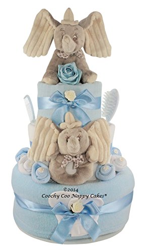 Baby Boys Blue Dumbo Elephant Nappy Cake Hamper (Deluxe 3 Tier)