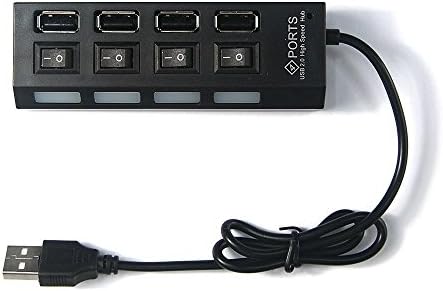 Haoponer USB 2.0 4Ports HUB High Speed ON/OFF Sharing Switch for Laptop Notebook Computer Black