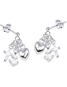 MATERIA Glaube Liebe Hoffnung Ohrringe Silber 925 SPEME - Anker Kreuz Herz Ohrstecker inkl. Box #SO-251