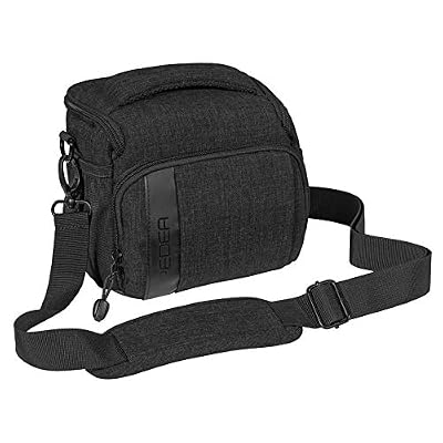 PEDEA GmbH Sacoche PEDEA pour appareil photo DSLR "Fashion" Étui pour appareil reflex avec housse de protection étanche contre la pluie, bandoulière et compartiments à accessoires, taille L noir
