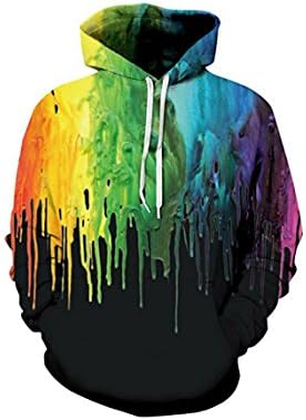 OYABEAUTYE Unisex Women Realistic 3d Print Galaxy Pullover Top Slim Fit Hooded Hoodie Sweatshirt(Small/Medium,Black Paint)