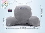 Kenmont Luxus Lendenkissen |Lesekissen|Rückenkissen|Bücherkissen|Fernsehkissen| Bedrest Weich Plüsch Kissen für Auto, Bett, Büro-Stuhl und Sofa, Ergokissen (63x40x26cm, Dunkel Grau) - 2