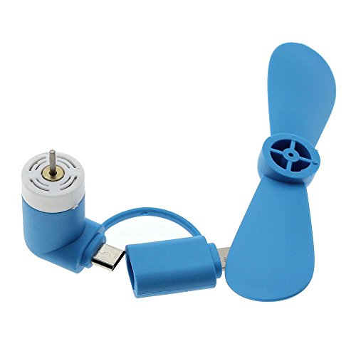 MMRM 2in1 Tragbare Mikro-USB-iPhone-Port Ventilator Kühlung für IOS Android Phone – Blau - 3
