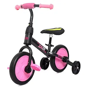 eHomeKart Balance Bike for Kids -4 in 1 Plug n Play Tricycle, Bicycle, Balance Bike and Auxillary Bike -Trikes for Kids 2 Years - 6 Years - Kids Trike Ride on with Pedals and Training Wheels (Pink)