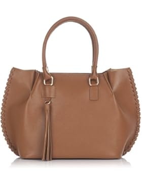 Laura Moretti - Ledertasche mit Pom Pom und Leder Nähten auf der Seite