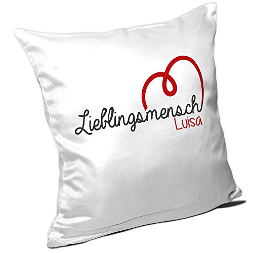 Kissen mit Namen Luisa und schönem Lieblingsmensch-Motiv zum Valentinstag - Namenskissen - Kuschelkissen - Schmusekissen