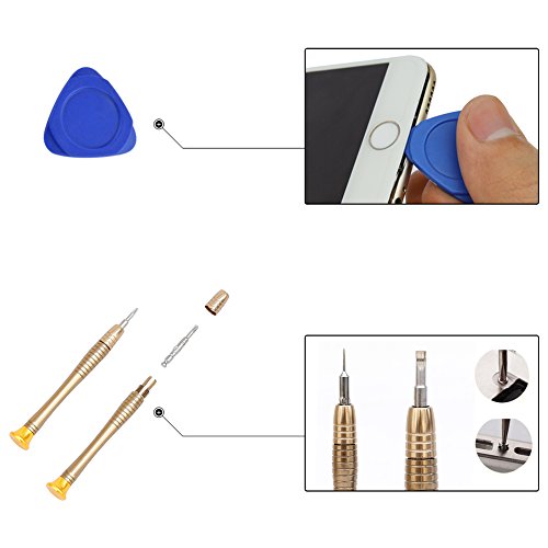 SYCEES Gehärtet Mini Schraubendreher Set inkl. Magnetische Projektmatte, 25-teilig Präzisions Magnetisierbar Wechseleinsätze mit 2 Plektron Reparatur Set für Apple Handy PC Laptop Kamera, Brillen, Uhren iPhone 6 6s plus (25 in 1 Schraubendreher Set & Magnetische Projektmatte) - 5