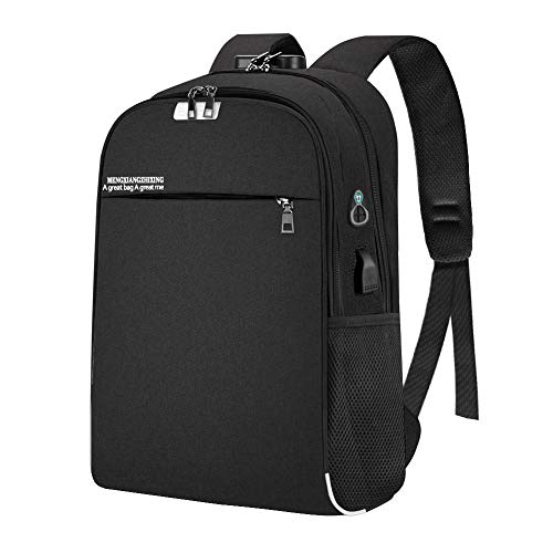 Preisvergleich Produktbild Fomobest Laptoprucksack 15,6 Zoll Wasserdicht Daypack Fahrradrucksack mit Sicherheitsschloss / Ladeanschluss / Reflexstreifen Bussiness / Arbeit / Schule / Reiserucksack Schultasche Schwarz
