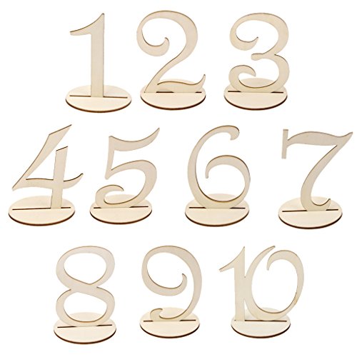 MDF-Holz 10cm Tischnummern 1-10 Basis-Set Hochzeit Geburtstagsparty Französisch - 8