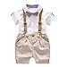 Produktbild Elecenty 2pcs Stück Bekleidungssets Junge,Outfit Set Babyanzug Set Krawatte Gentleman Krawatte Kurzarm T-shirt Blusen +Kurz Bib Pants Hose Sommer-Outfit Tägliche Activewear Jungenkleidung (80, Weiß)