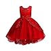 Produktbild Beikoard Kleinkind Kinder Baby Mädchen Santa Print Prinzessin Kleid Weihnachten Outfits Weihnachtsmann Schneemann Party Abendkleid Brautjungfer Kleider (Rot-5, 110)