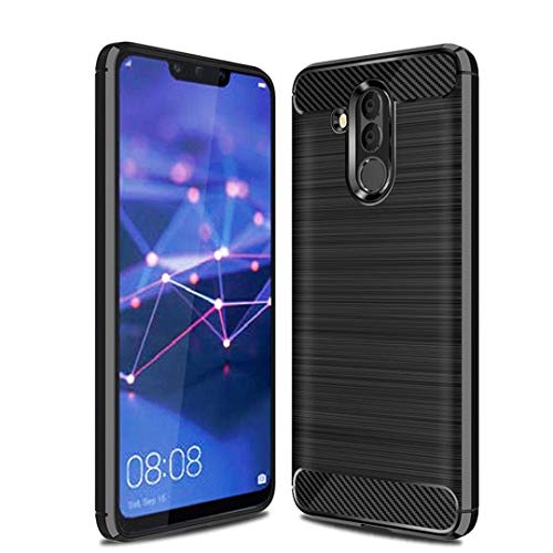 LONVIPI Funda Huawei Mate 20 Lite Flexible con Absorción de Choque y Duradera con Diseño de Fibra de Carbono para Huawei Mate 20 Lite (2018) Negro