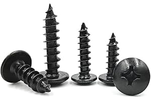 SHUNCHG 20 Pcs Black M3.5 x 10mm Self Tapping Wood Screws Carbon Steel Mushroom Round Flanged Head Fasteners Drilling Screw