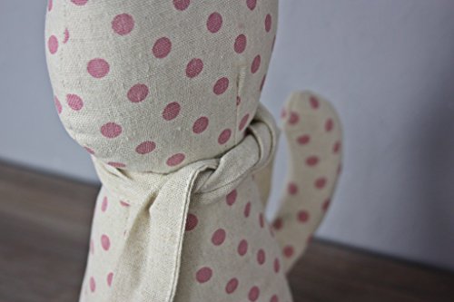 Türstopper Katze beige rosa Punkte Kissen Doorstop + Füllung Deko Sand - 2