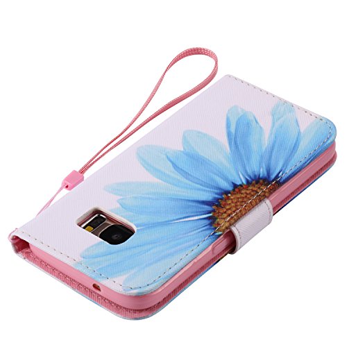 Feeltech Samsung Galaxy S7 Hülle PU-Leder und Brieftasche Bunte Muster Fall mit Magnetverschluss, Hybrid-Kickstand mit Stand-Funktion, schlagen Sie schützende weiche TPU Stoßstangenabdeckung und Kreditkartenhalter für Samsung Galaxy S7 Handgelenk Bügel-Buch-Art-Geldbeutel-Tasche mit 2 In 1 Berühren Sie Stift – Sonnenblume - 7