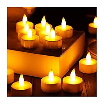 KIDSOR Beautiful Tea Light LED Candle, New Year Christmas Candle Smokeless Battery Powered Set of 12 Pieces for Diwali Festival. Candle (Yellow/White, Pack of 12)