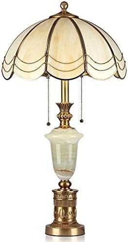 PPSAERTE®E27 Marble Desk Lamp Retro Style Bedroom Living Room Study Decoration Creative Luxury Pure Copper Desk Lamp