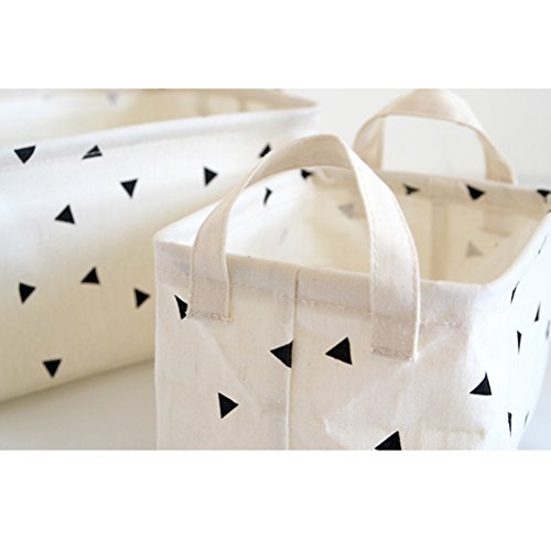 Fieans Lagerung Organizer Körbe Original Leinen und Stoff Aufbewahrungskorb Boxen Sets von 2-Weiß - 6