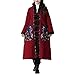 Produktbild Damen Winterjacke Lange Druck Wintermantel Outwear Frauen Winter Warm dünner Steppjacke Starke Dicker Kapuzenjacke Folk Custom Cotton Padded Druck Spleißen mit Kapuze Mantel Riou Sale (L, Rot B)