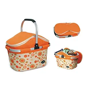 Aluminum-Framed Picnic Cooler Basket in Orange