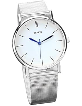 FEITONG Damenuhr Mode Beiläufige Edelstahl Band Analoge Quarz Armbanduhr Silber Neu