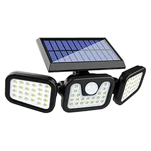 HKV Led Bright Solar Lights Outdoor,74 LED Solar Motion Sensor Lights Outdoor, 3 Adjustable Heads Solar Security Lights, IP65 Waterproof Flood Lights for Garage,Front Door,Yard,Patio, Pathway