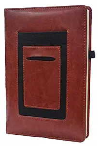 AccuPrints Hard Bound A5 or 5.8 * 8.3 inches Diary with PU Leather with Pocket Pages 200 for Office Personal Man boy Girl Daily Planner Notebook Planner Journal notebooks Doodle 2040 (Brown)