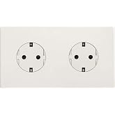 Simon &ndash; Kit of 2 Clean Schuko White Plugs, Simon 270, 250 V, 16 A, Flat and Thin Wall Plug, Easy to Install, Includes Frame,