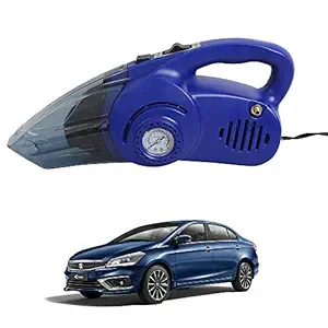 Oshotto 100W Heavy Duty Car Vacuum Cleaner Cum 120W Heavy Duty Air Compressor/Tyre Inflator (2 in 1) Compatible with Maruti CIAZ - (Blue)