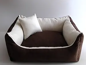 Ortho Comfort Soft Ultra Micro Fiber Filled Dog and Cat Bed, Medium (Cream and Brown)