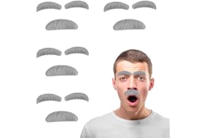EUPSIIU Schnurrbart und Augenbrauen für alte Männer, Opa-Kostüm-Zubehör, gefälschter Schnurrbart und Augenbrauen, für Mädchen, Jungen, Cosplay, Halloween, Party, Karneval, Bühnenrequisiten, 4 Sets