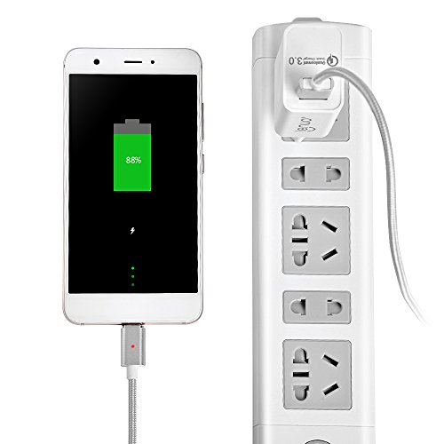 Mbuynow Type-C Chargeur USB C  ble Magn  tique 3A Nylon Tress   de donn   charge rapide pour Samsung Galaxy S8   S8 Plus  nouveau MacBook Pro  Google Pixel et autres Appareils Type C  Argent 