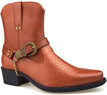 New Mens Snake Skin Western Cowboy Boots Cuban Heel Ankle Harness Zip Size 6-12