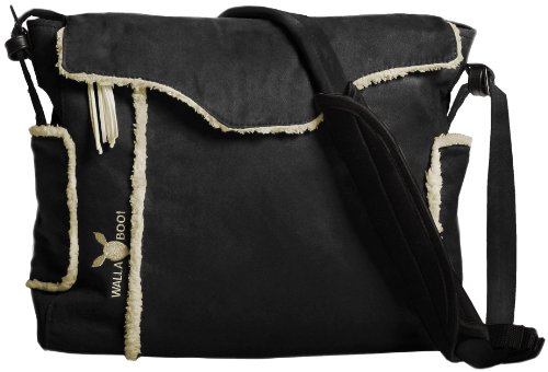 Wallaboo Nappy Changing Bag, Stylish & Durable Faux Suede, Included Changing Pad, Bottle Case, Accessory Pouch, Black