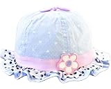 Ama-ZODE Baby Girls Infant Kids Summer Bowtie Heart-shaped Ruffle Flower Sun Hats Caps (Light blue)