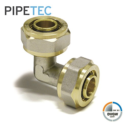 Pipetec Schraubfitting, Schraub-Winkel 90° 16x2 SFW1616, DVGW, Schraubfitting, Winkel 16 x 2