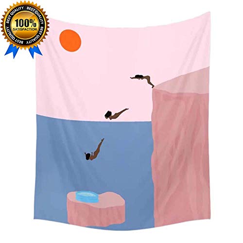 SROOD Style Minimaliste Abstrait Rose Diving Tenture Murale Couvre-lit Bohème Décor à la Maison (150X200cm)