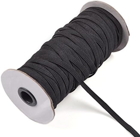 Black 70-Yards Length 1/4" Width Braided Elastic Cord/Elastic Band/Elastic Rope/Bungee/Black Heavy Stretch Knit Elastic Spool (Black)