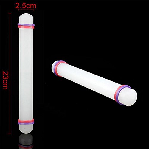 Weiß Antihaft-Teigrolle mit Glide, Fondant Kuchen Teig Roller Stick, Dekorieren Kuchen, Roller, verstellbare Teig Roller Pin, Küche Handwerk Backen Kochen Werkzeug – Kunststoff & #-; 23 x 2,5 cm, 22,9 cm - 5