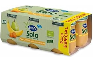HERO BABY Hero Solo Tarritos de Pera, Plátano y Zanahoria Ecológico, 6 x 120g