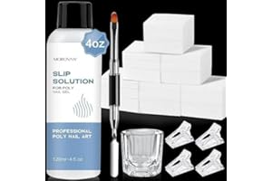 Morovan Slip Solution Polygel: 120ml Slip Solution Polygel de Extensión de Uñas Solución de Gel Antiadherente Líquido - Limpiadora de Uñas Con Taza de Cepillo