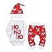 Produktbild Riou Kinder Langarm Weihnachten Halloween Kostüm Top Set Baby Kleidung Set Kleinkind Neugeborenes Baby Jungen Mädchen Cosplay Kostüm Strampler Hut Outfits Set Strampler Overall (80, Rot)