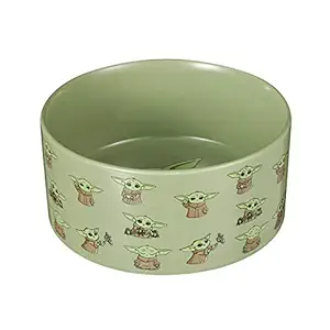 STAR WARS The Mandalorian Baby Yoda Ceramic Dog Bowl, 3.5 Cups | Meal Time Dog Food Bowl, Green Dog Bowl with Baby Yoda | Dog Water Bowl for Dry Food or Wet Food,1 Count (Pack of 1),FF16627